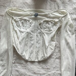 Shein Ivory Lace Corset Top